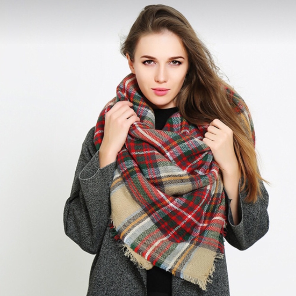Plaid wrap , shall scarf see 4 - Picture 1 of 3